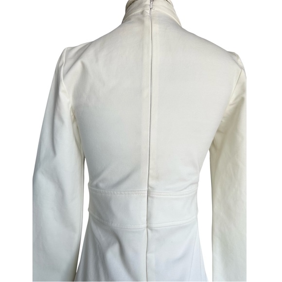 Stretch Cream White Long Sleeve Slit Gown Dress Bride Marylin Monroe Halloween - Picture 7 of 7